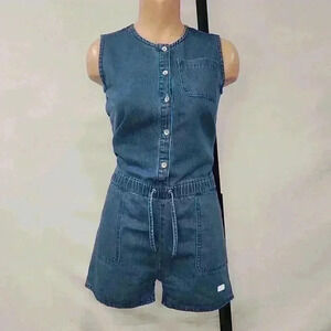 7 For All Mankind Denim Button Up Short Romper